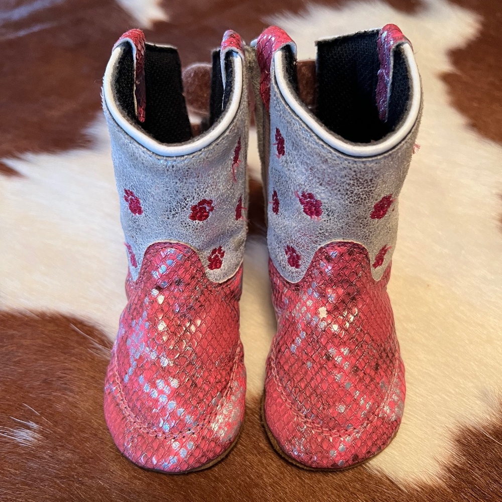 Pink/Silver Snake Print Boot
